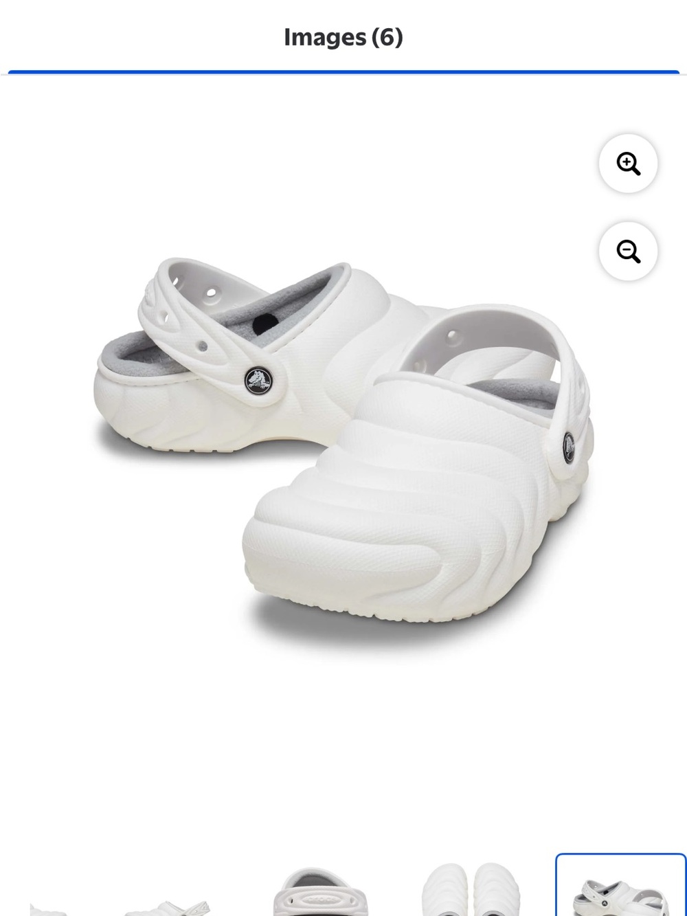 CROCS White Women's Plush-Lined Clogs with Adjustable Heel Strap